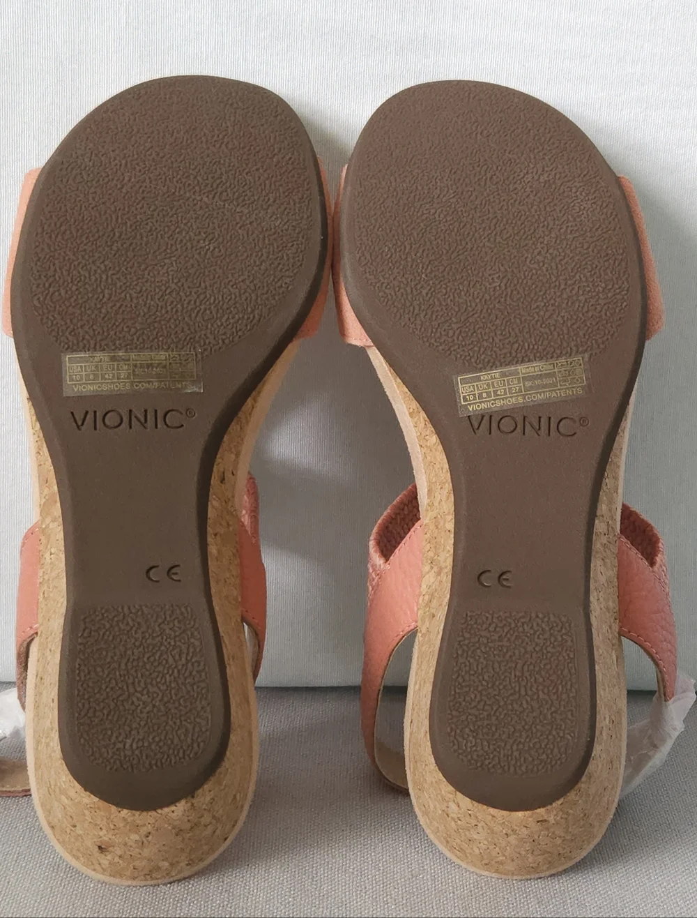 Vionic Kaytie‎ Cork Wedge Sandal 10 Clay Coral Coastal Grandmother Quiet Luxury